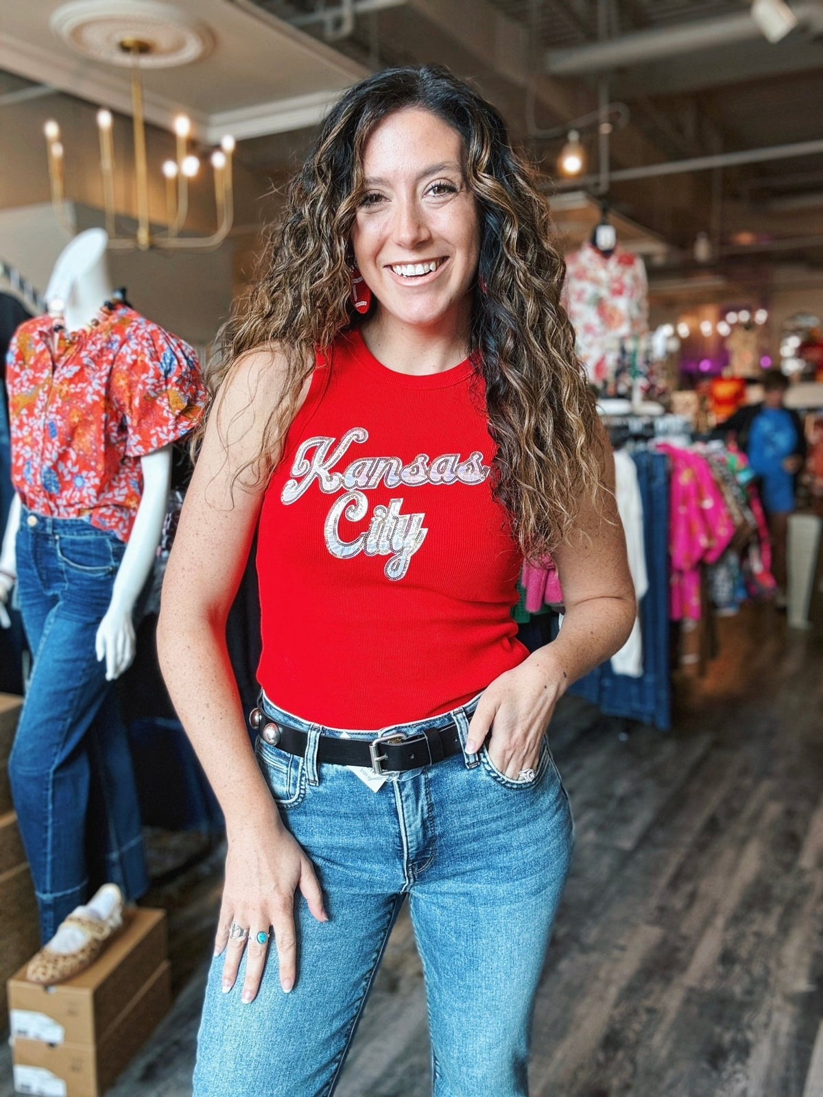 Queen of Sparkles x Amelia’s Boutique Kansas City Women’s Ribbed Tank - Amelia's Boutique