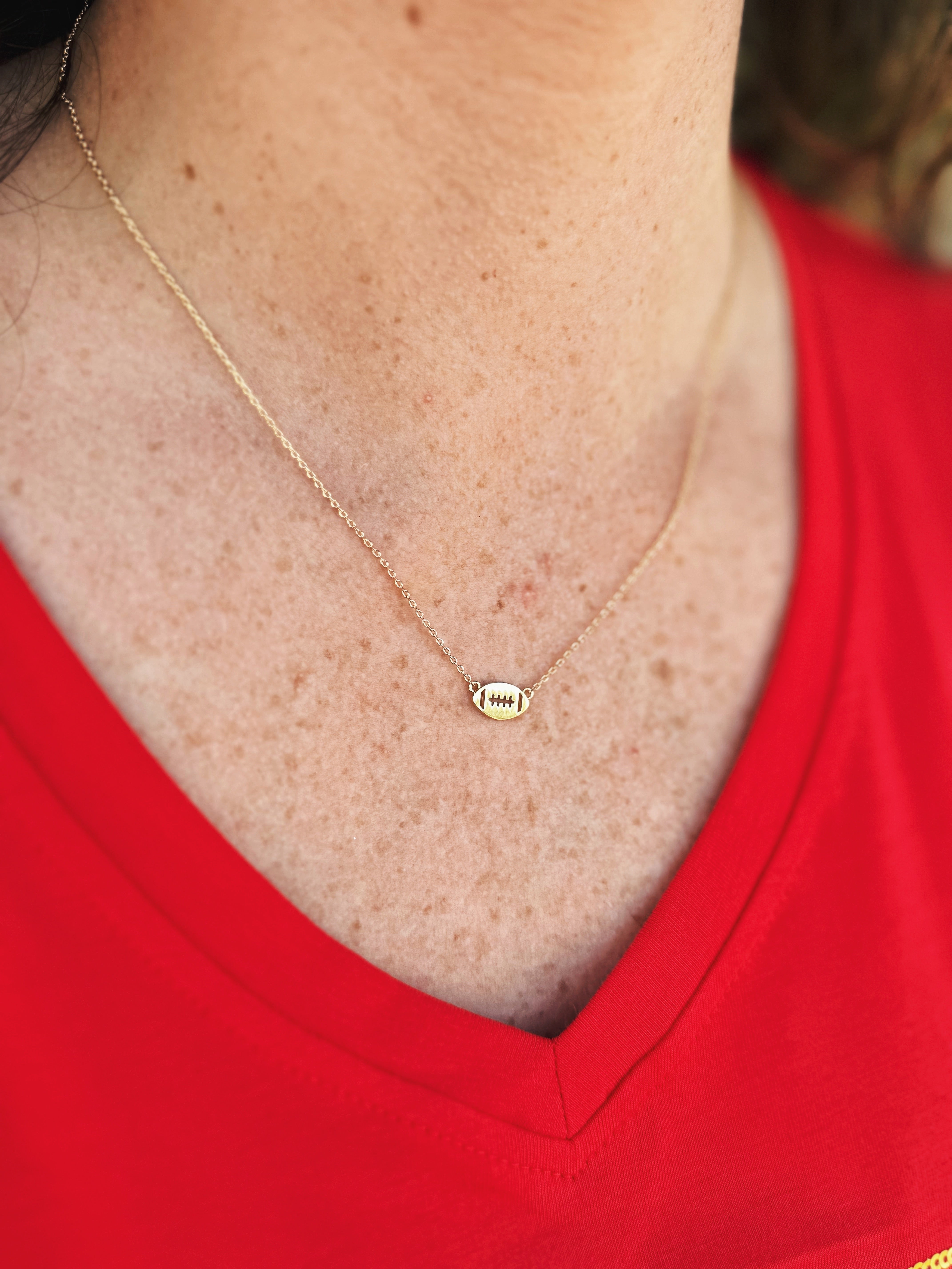 Dainty Football Necklace in Gold