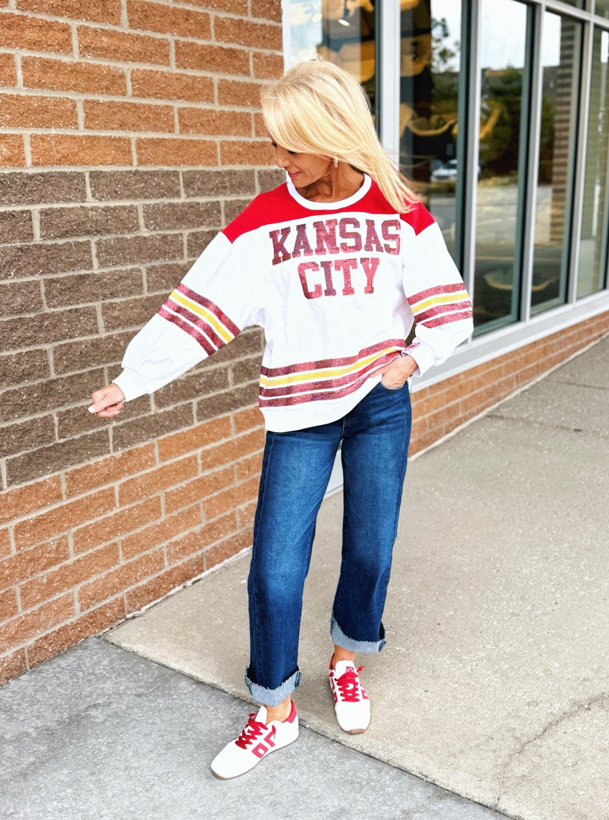 Queen of Sparkles Kansas City Jersey Sweatshirt - Amelia's Boutique