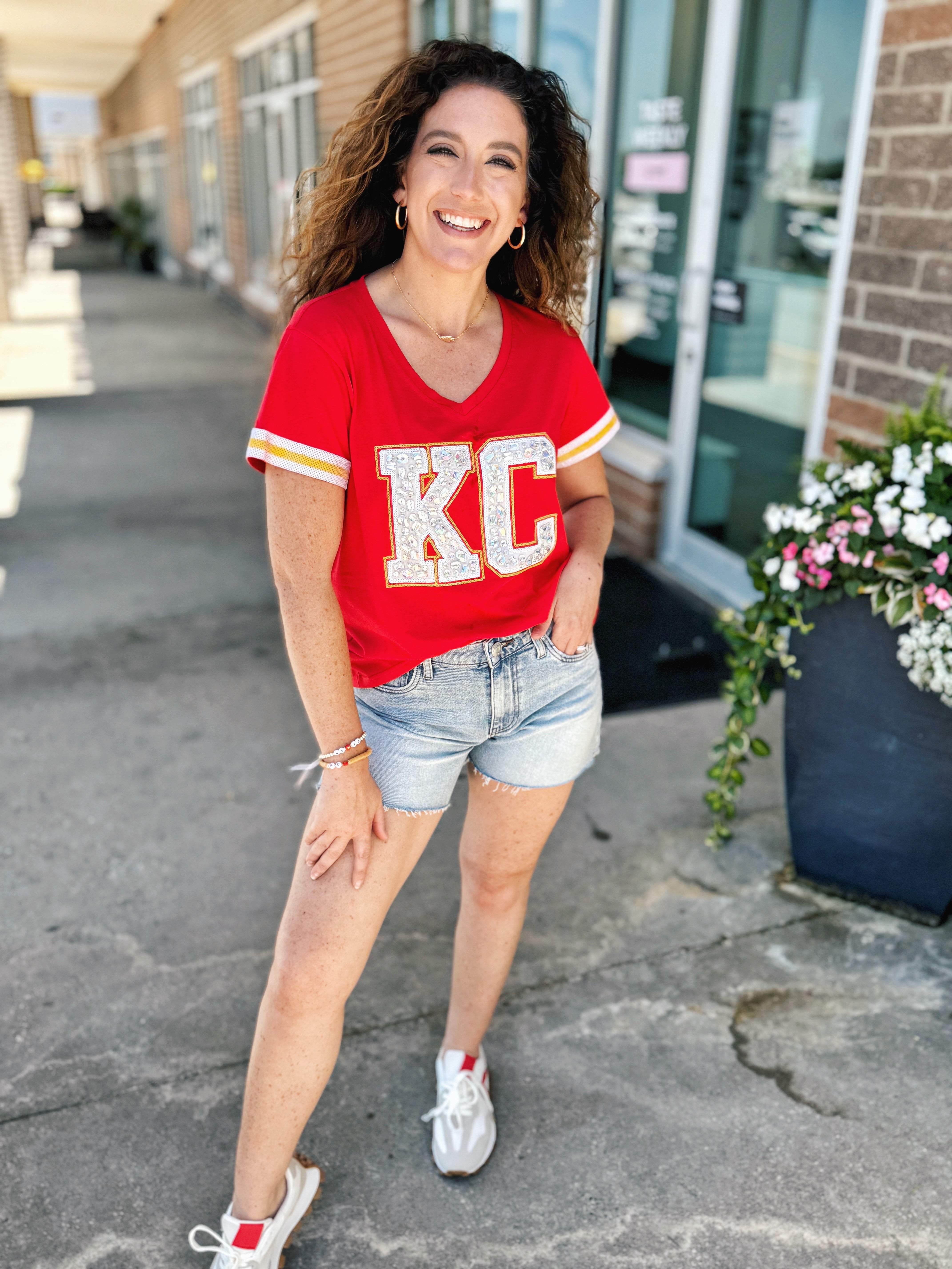 KC Gem V Neck Tee - Queen of Sparkles x Amelia's Collab
