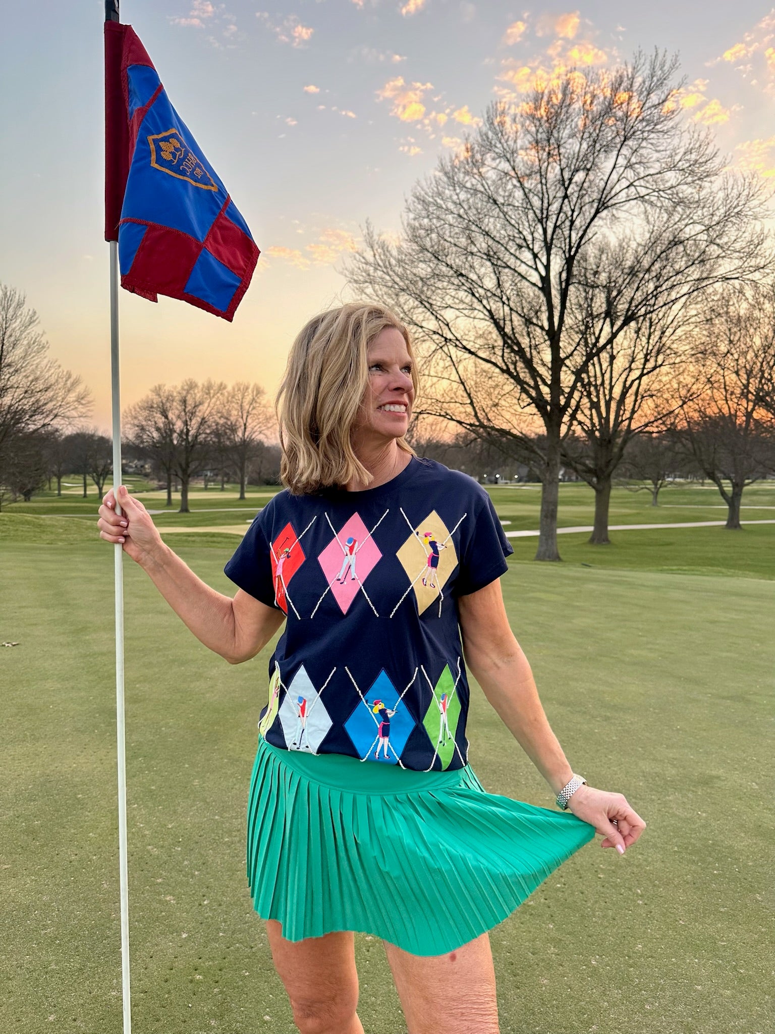 Queen of Sparkles Argyle Golfer Tee - Amelia's Boutique