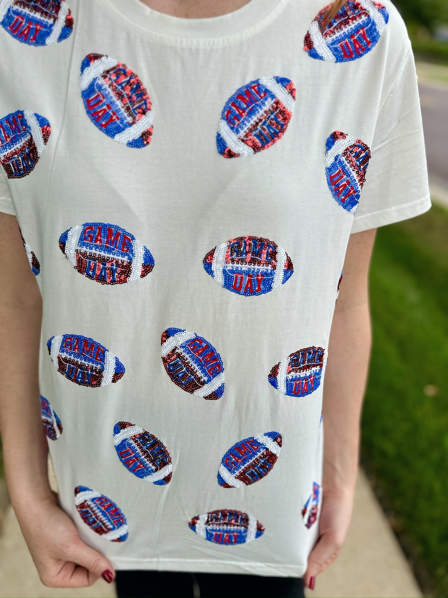 KU Scattered Footballs Queen of Sparkles x Amelia's Boutique
