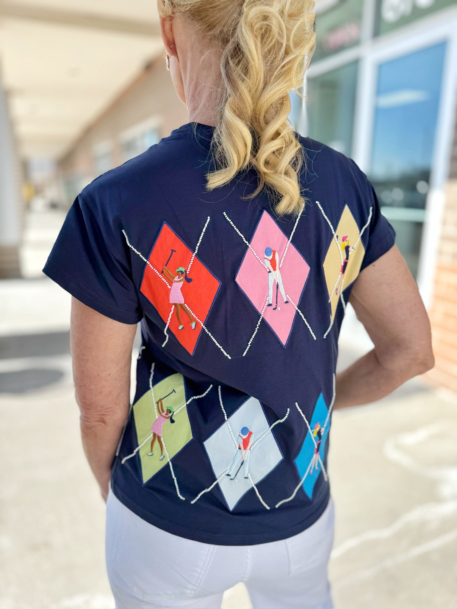 Queen of Sparkles Argyle Golfer Tee - Amelia's Boutique
