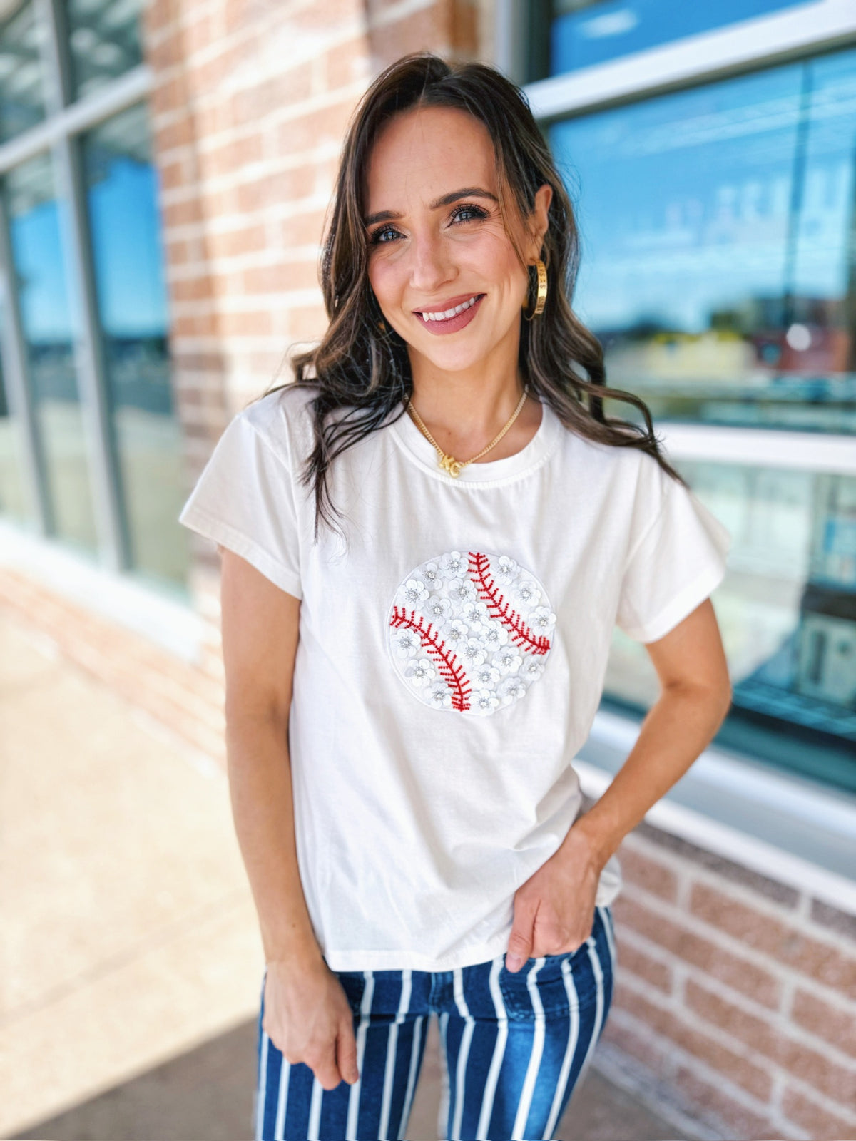 Queen of Sparkles Flower Baseball Tee - Amelia's Boutique