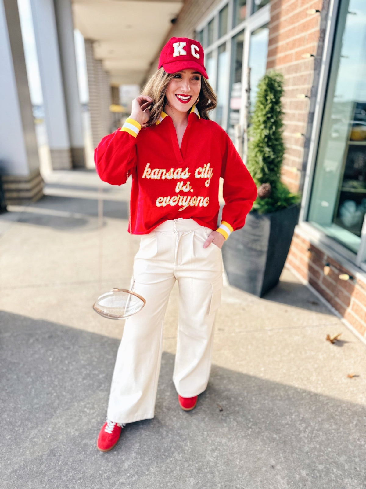 Collared Kansas City Vs. Everyone Sweatshirt Queen of Sparkles x Amelia's - Amelia's Boutique