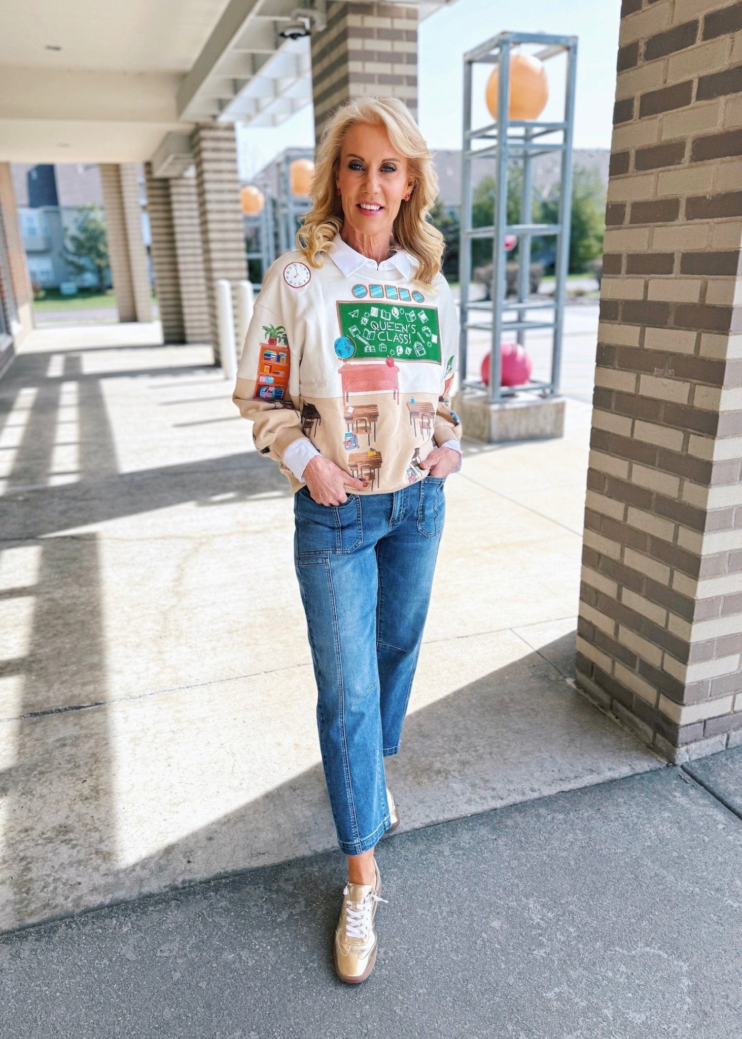 Queen of Sparkles - Queen's Class Sweatshirt in Cream - Amelia's Boutique