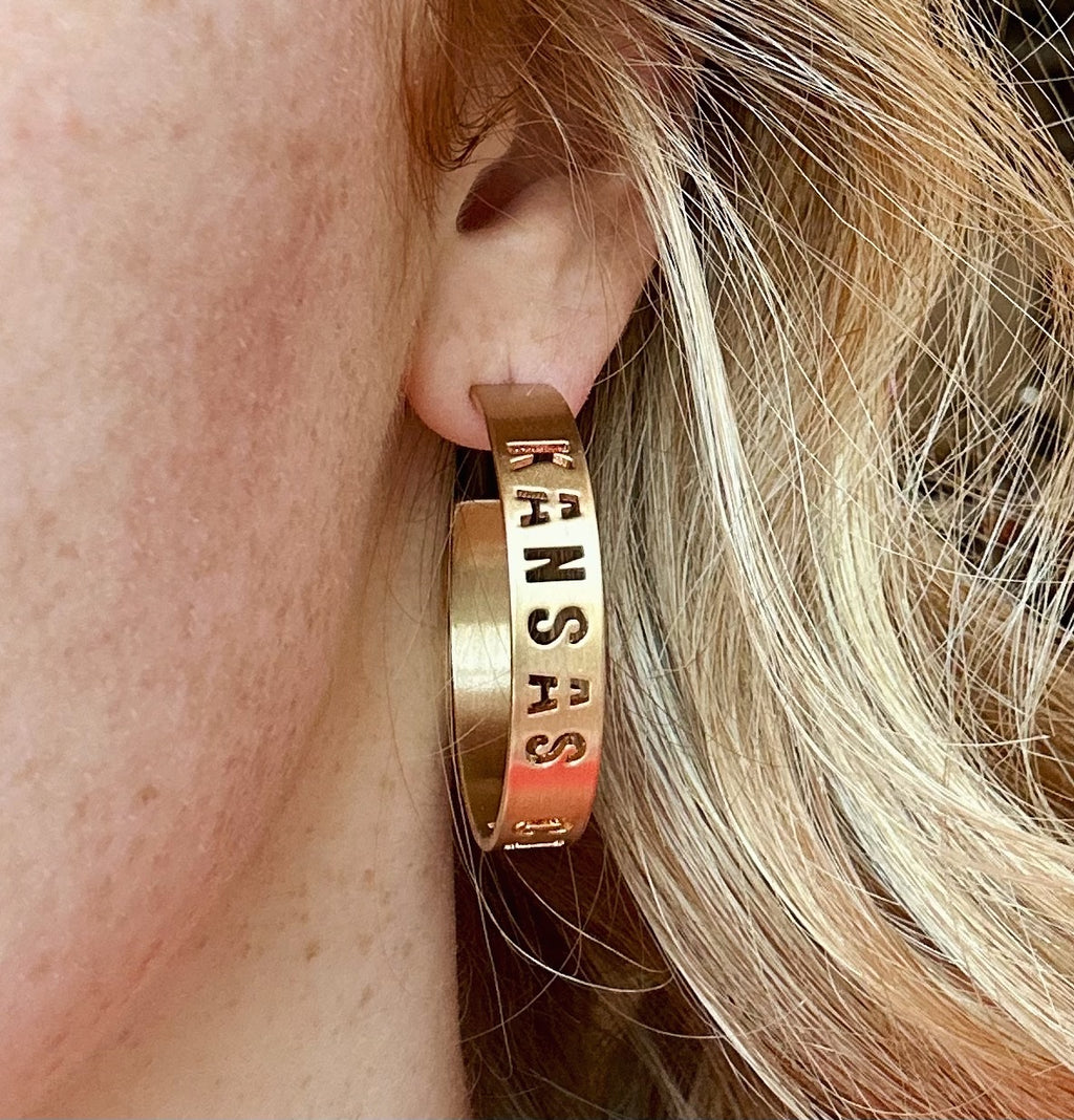 Matte Gold Medium Kansas City Cutout Hoops