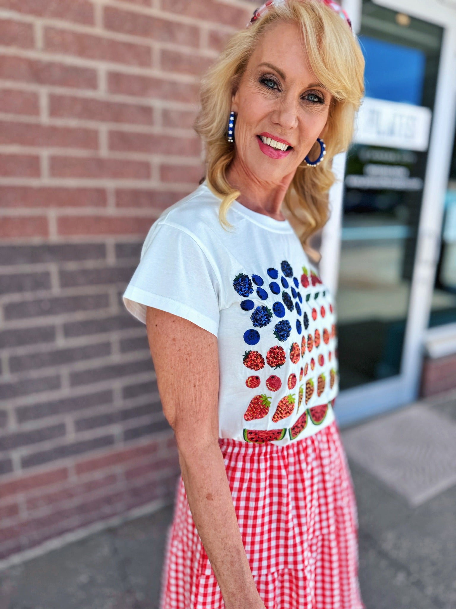 Women’s USA Fruits Tee by Queen of Sparkles