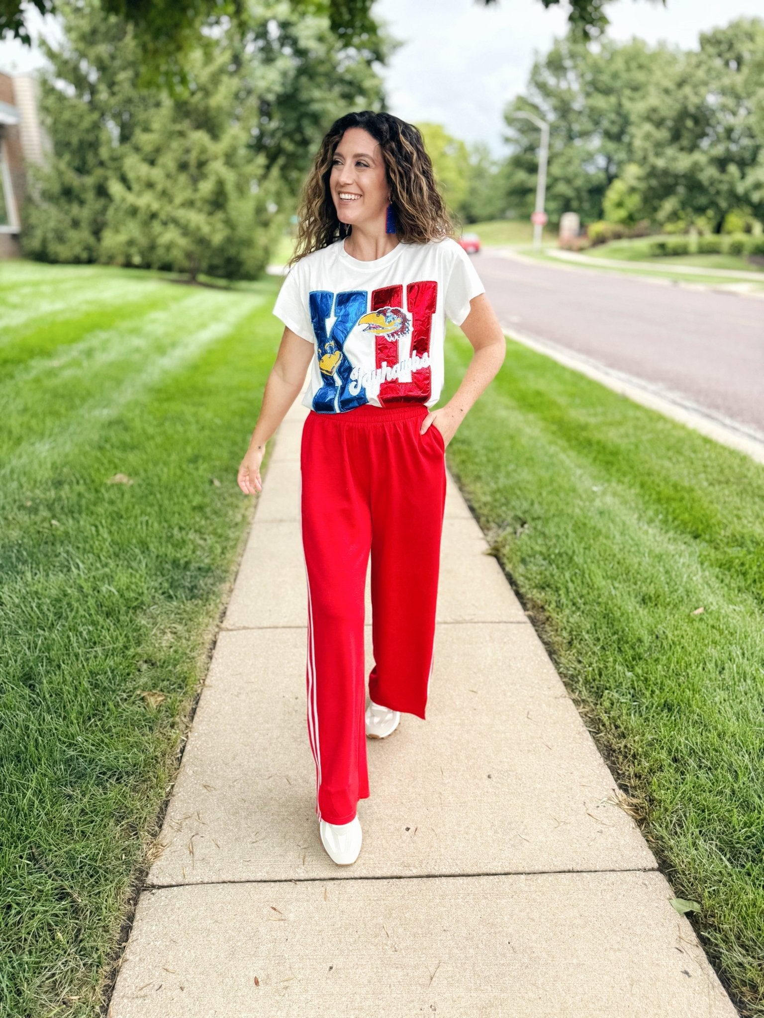 Licensed KU Metallic Tee by Queen of Sparkles - Amelia's Boutique