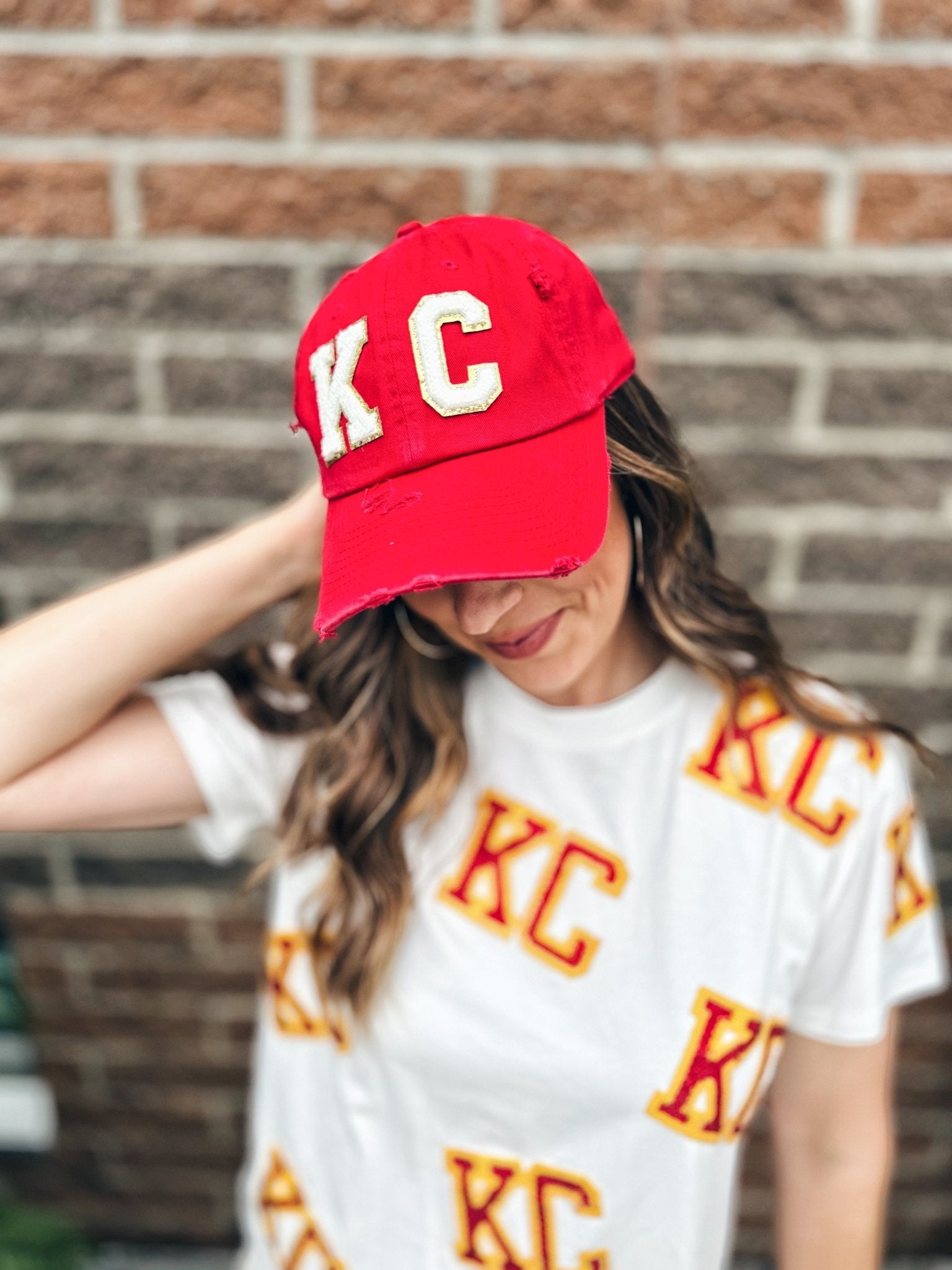 KC Varsity Patch Red Baseball Cap - Amelia's Boutique