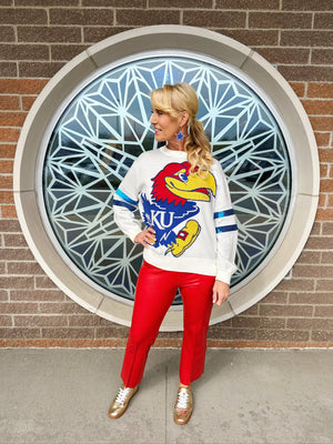 Queen of Sparkles KU Jayhawk Licensed Sweater