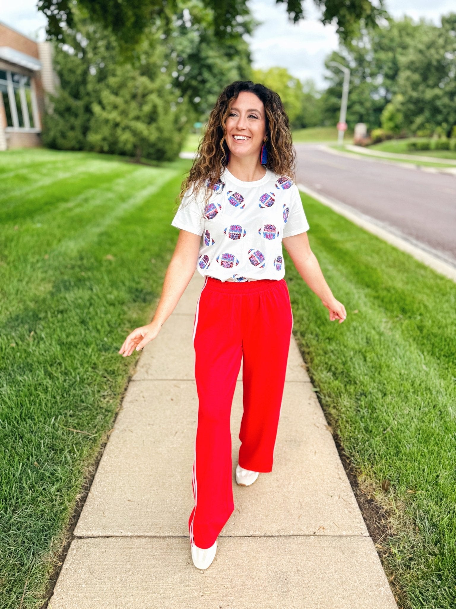 KU Scattered Footballs Queen of Sparkles x Amelia's Boutique - Amelia's Boutique