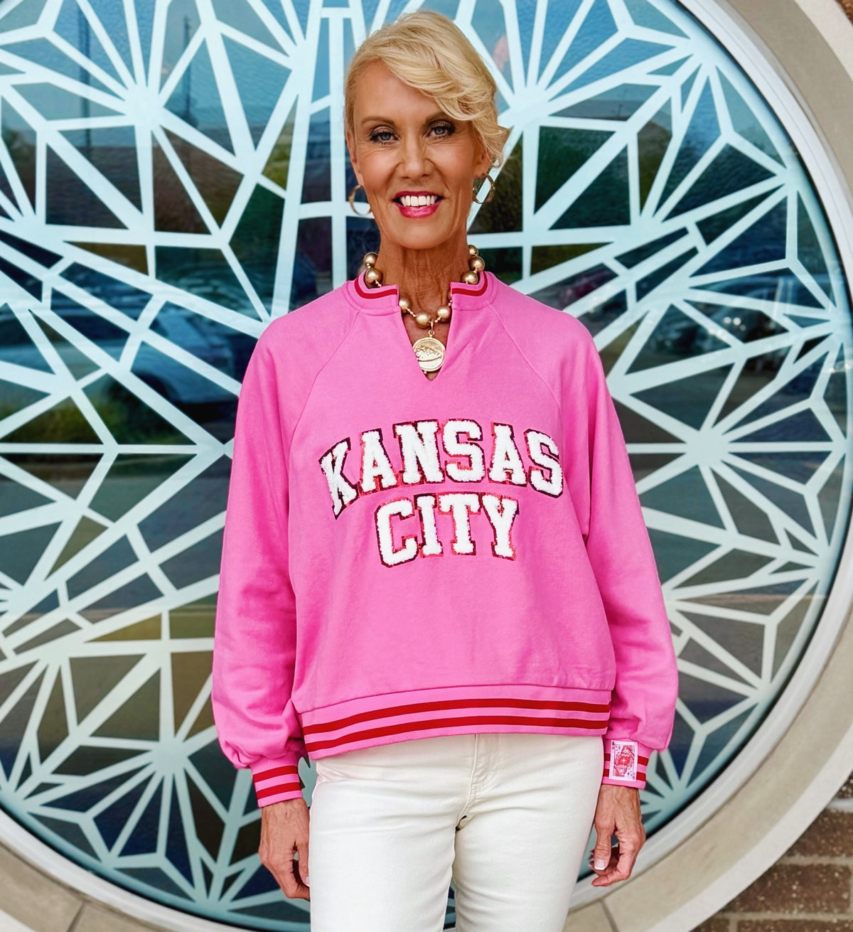 Queen of Sparkles x Amelia's Custom Pink Kansas City Sweatshirt