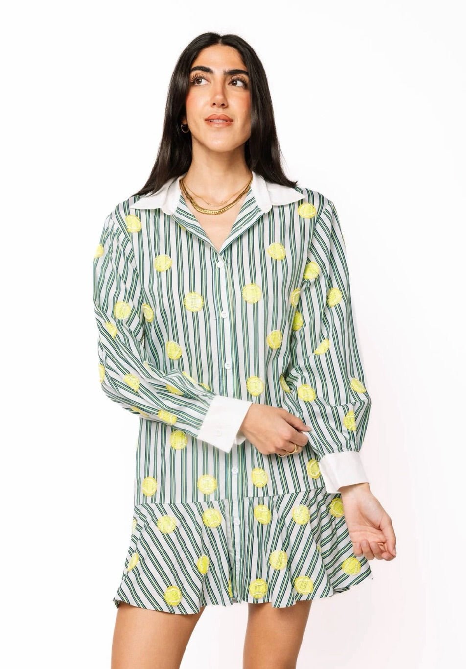 Queen of Sparkles Tennis Button Up Dress - Amelia's Boutique