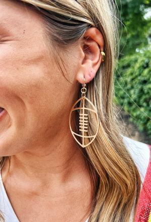 Gold Football Outline Earrings