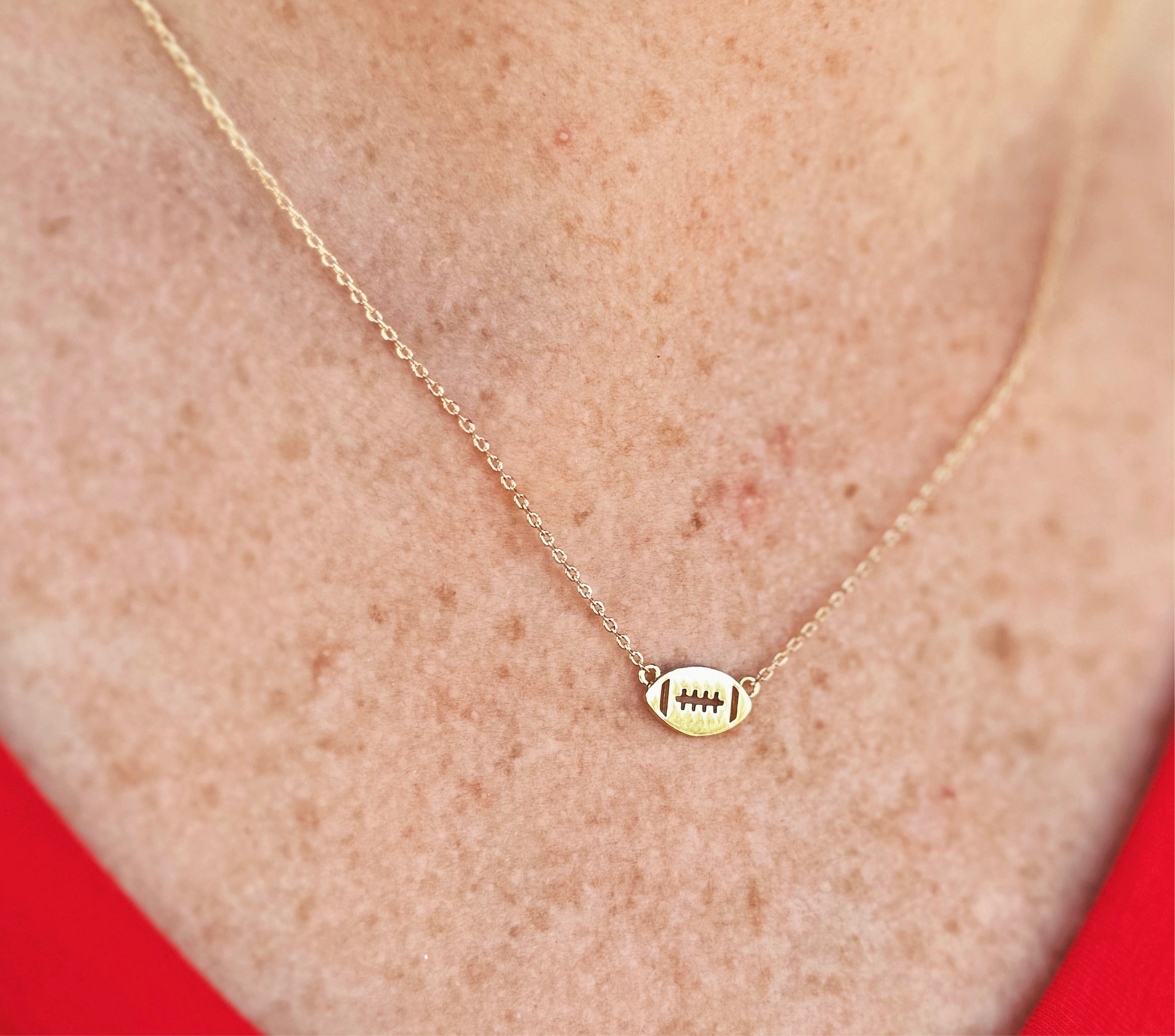 Dainty Football Necklace in Gold