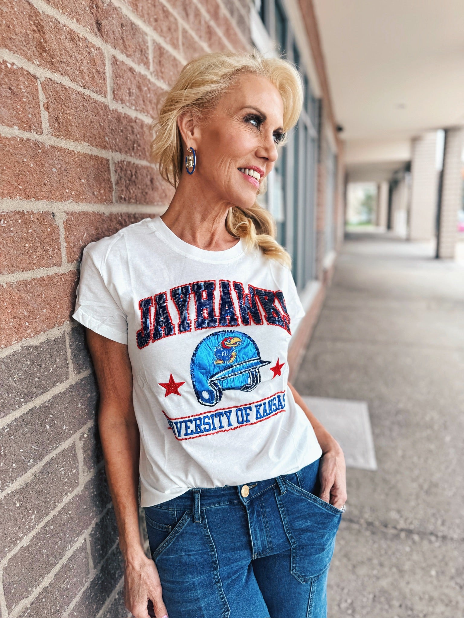BIG 12 CHAMPS KU Jayhawks Baseball Tee Queen of Sparkles (Licensed)