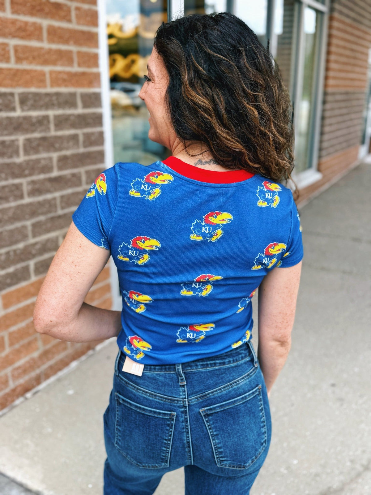 Jayhawk Licensed Women’s Ribbed Tee - Amelia's Boutique