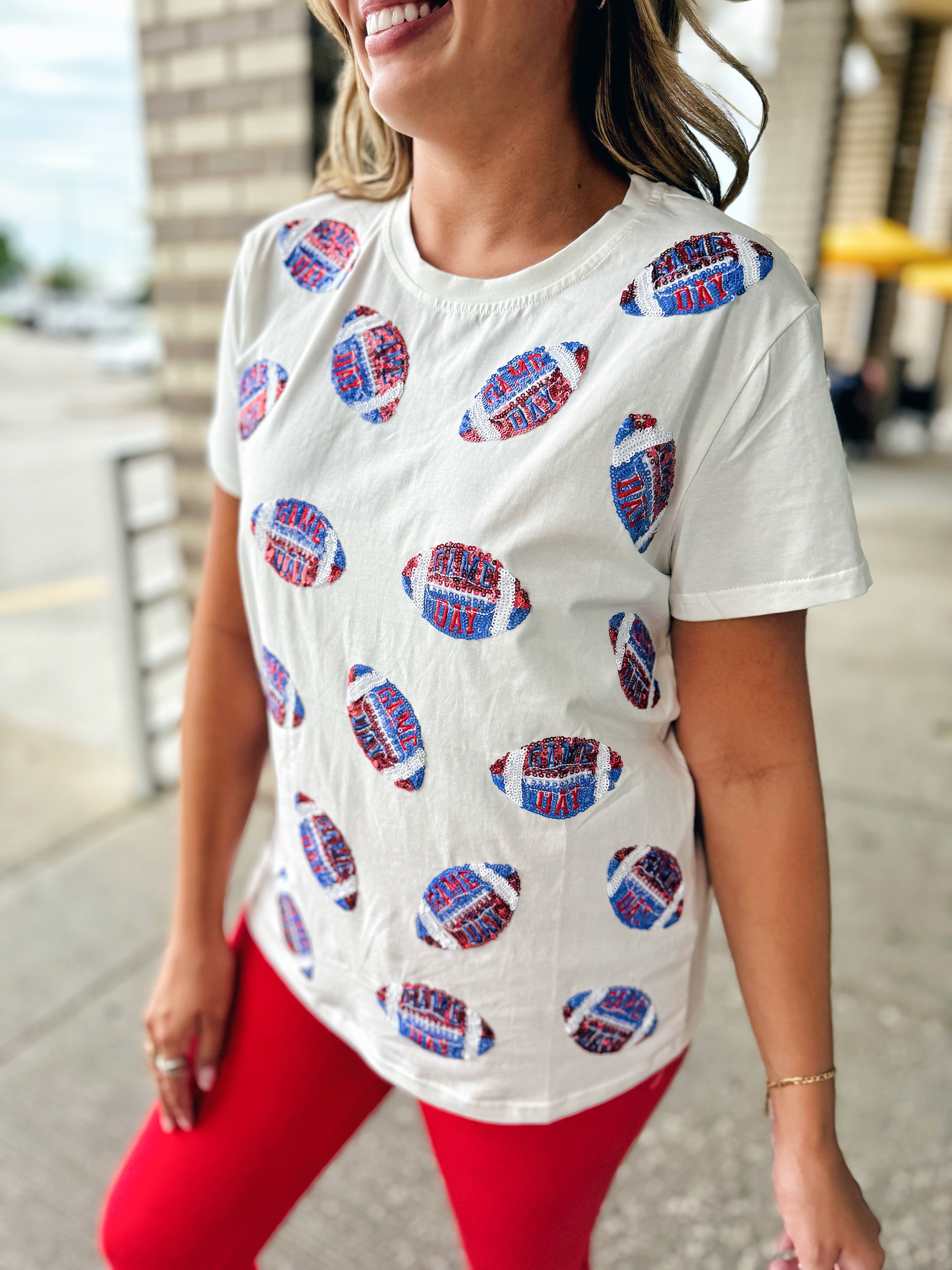 KU Scattered Footballs Queen of Sparkles x Amelia's Boutique