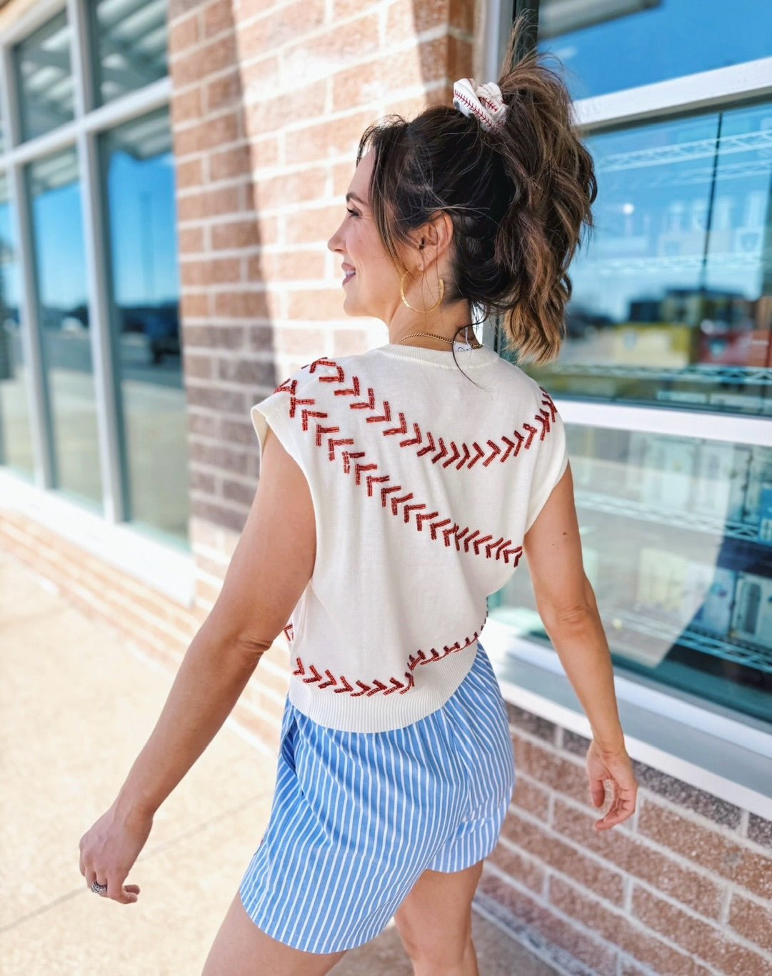 Queen of Sparkles Baseball Stitch Knit Vest - Amelia's Boutique