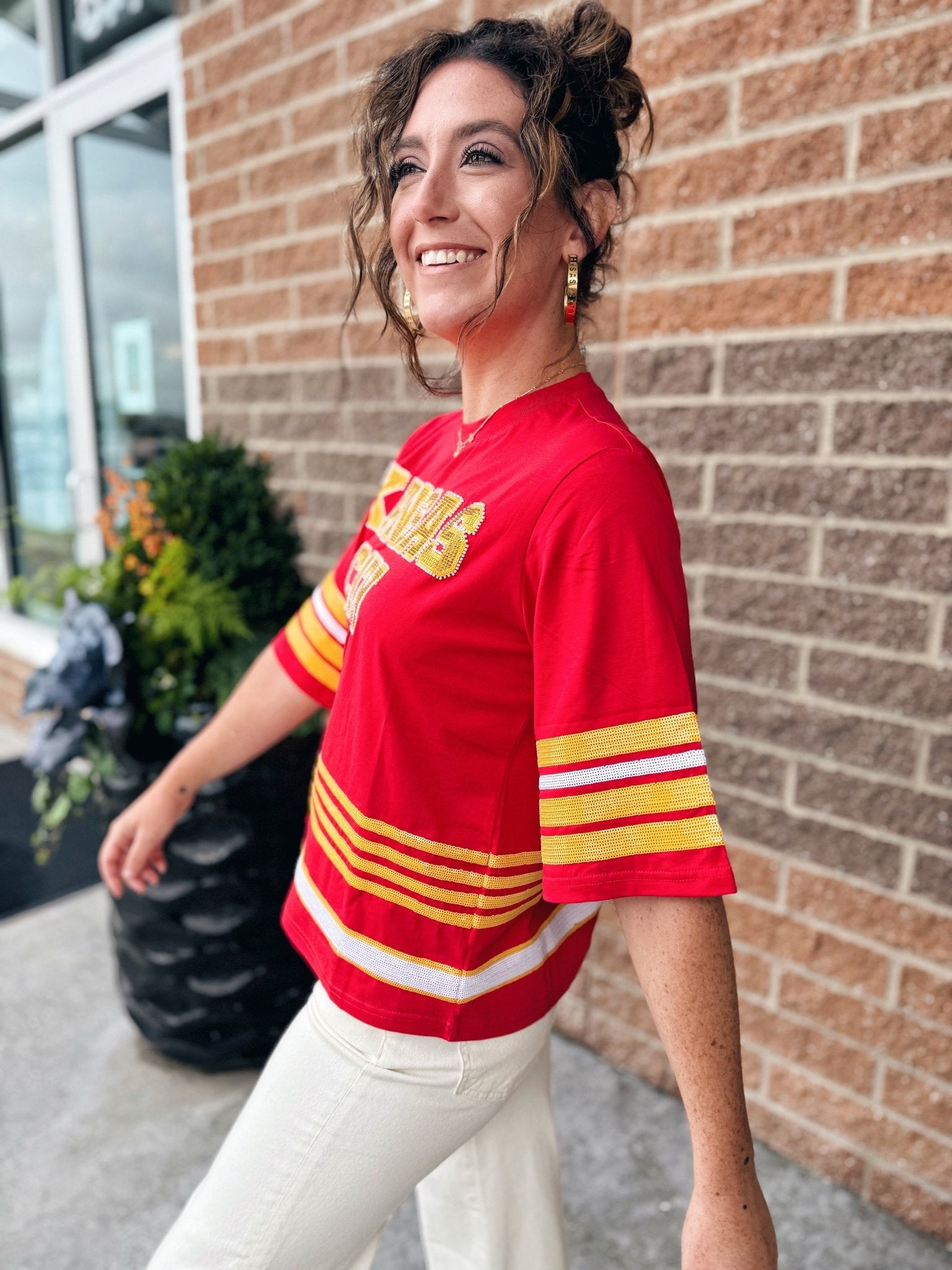 Queen of Sparkles x Amelia’s Boutique KC Rhinestone Jersey Tee - Amelia's Boutique