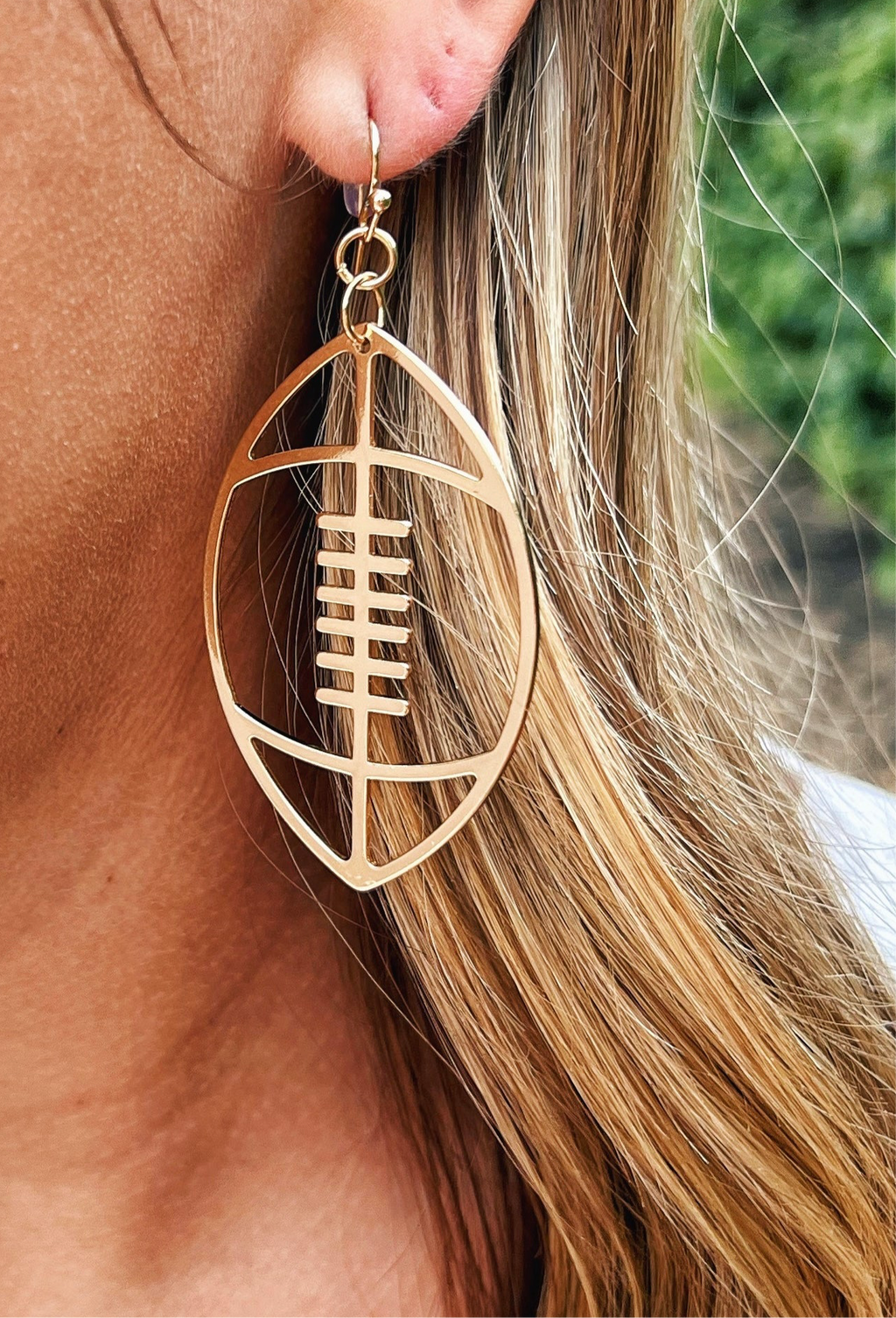 Gold Football Outline Earrings