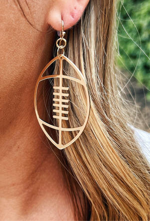 Gold Football Outline Earrings
