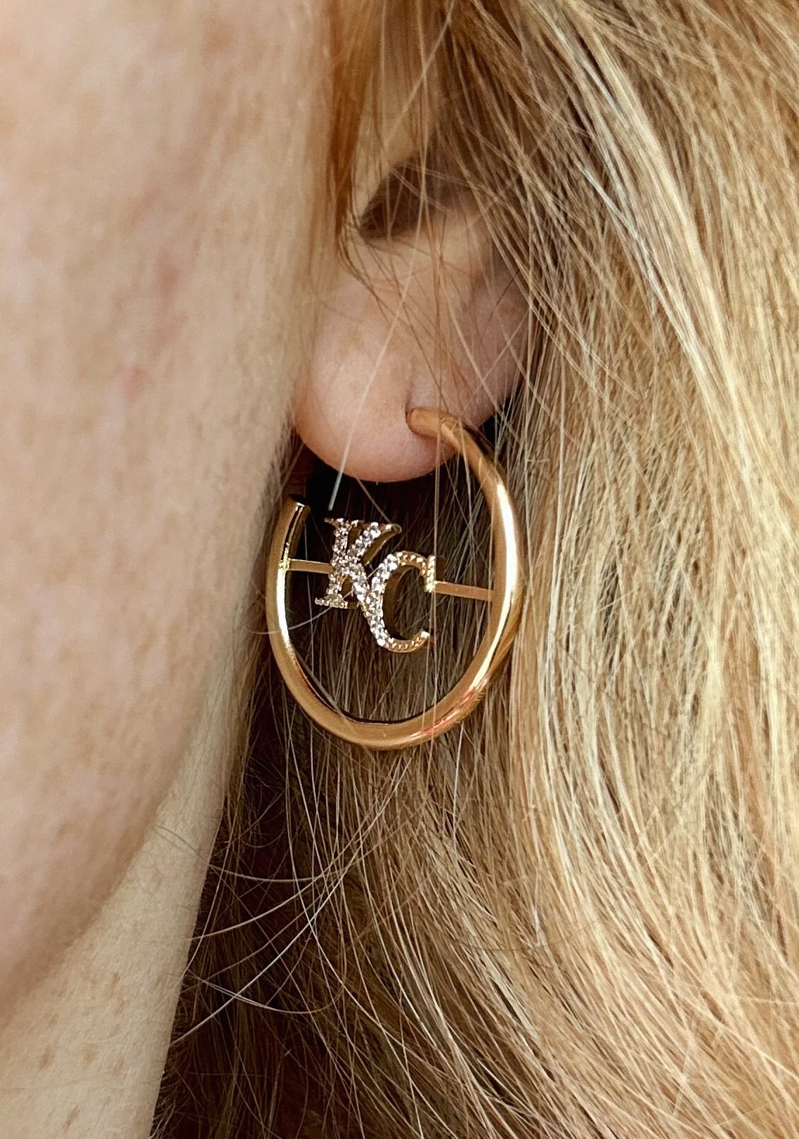 1 " KC Pavee Hoop Earrings