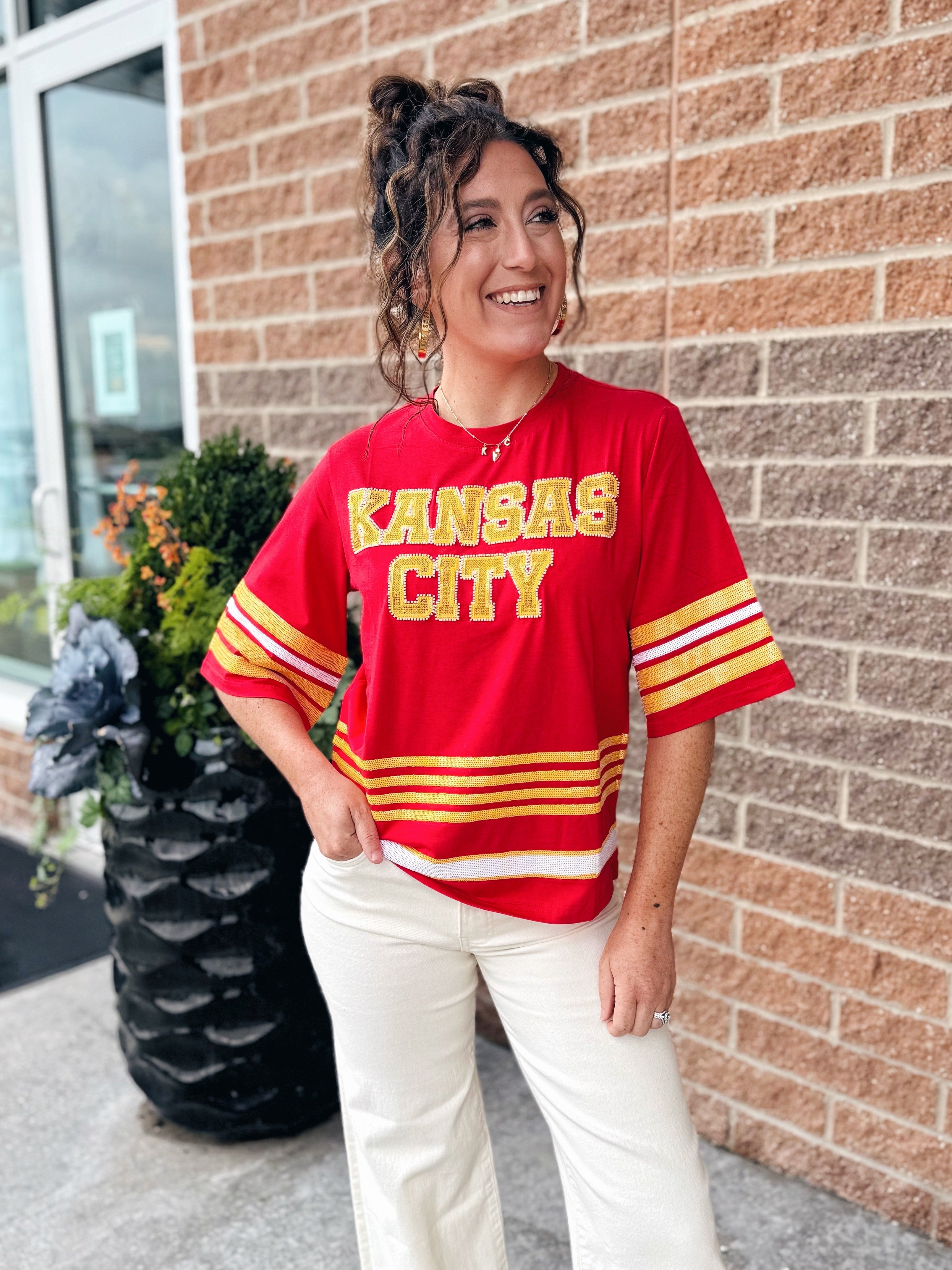 Queen of Sparkles x Amelia’s Boutique KC Rhinestone Jersey Tee