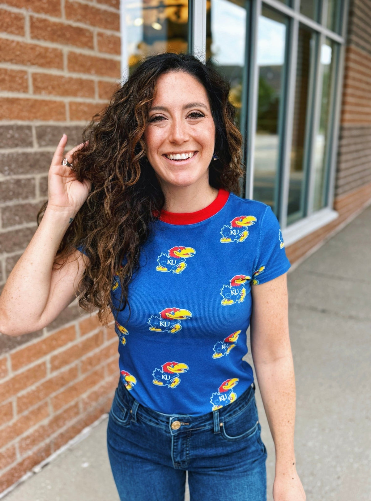 Jayhawk Licensed Women’s Ribbed Tee - Amelia's Boutique