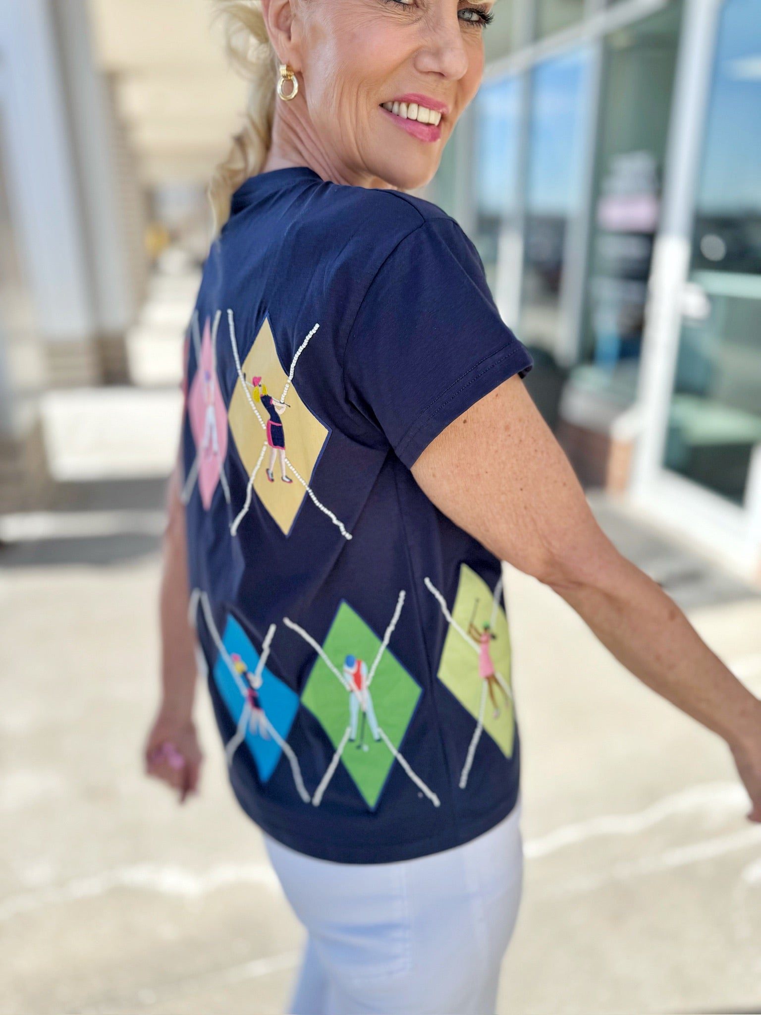 Queen of Sparkles Argyle Golfer Tee - Amelia's Boutique