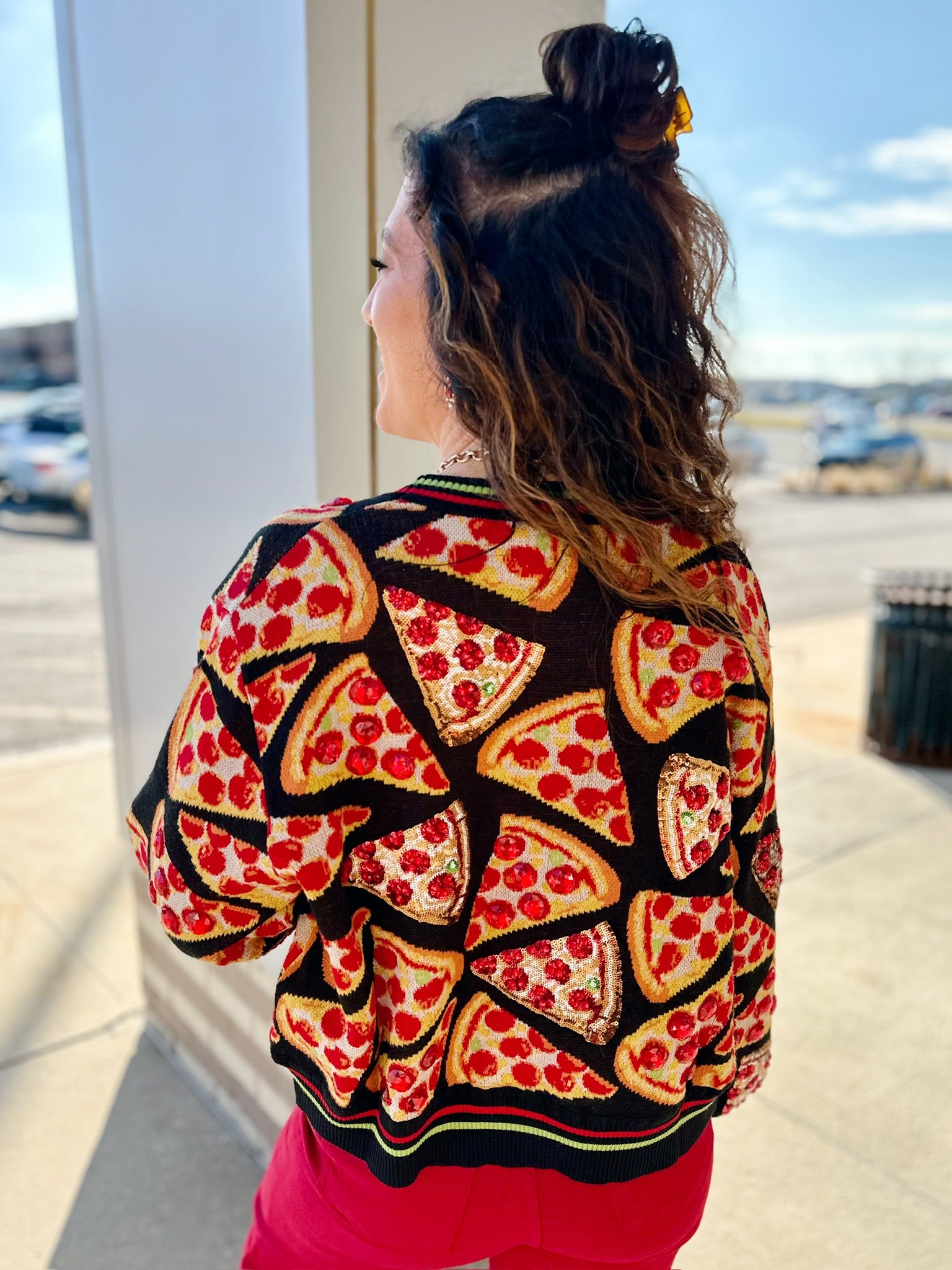 Queen of Sparkles Pizza Cardigan - Amelia's Boutique