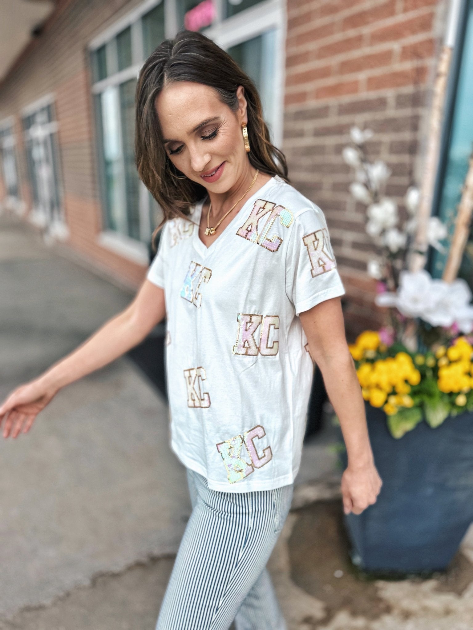 Queen of Sparkles x Amelia’s Boutique Iridescent KC All Over Women’s Tee - Amelia's Boutique