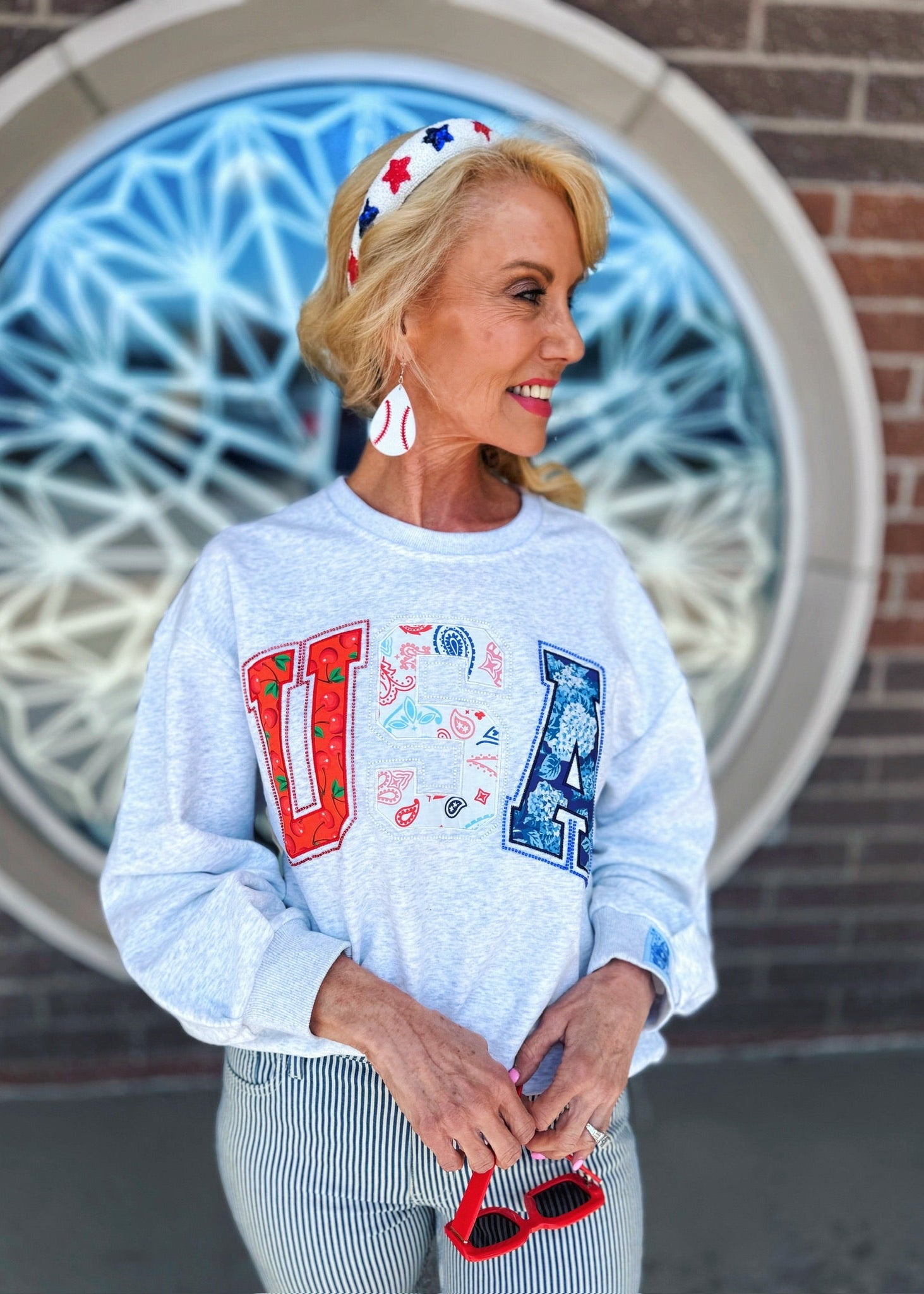 Women’s USA Bandana Sweatshirt by Queen of Sparkles