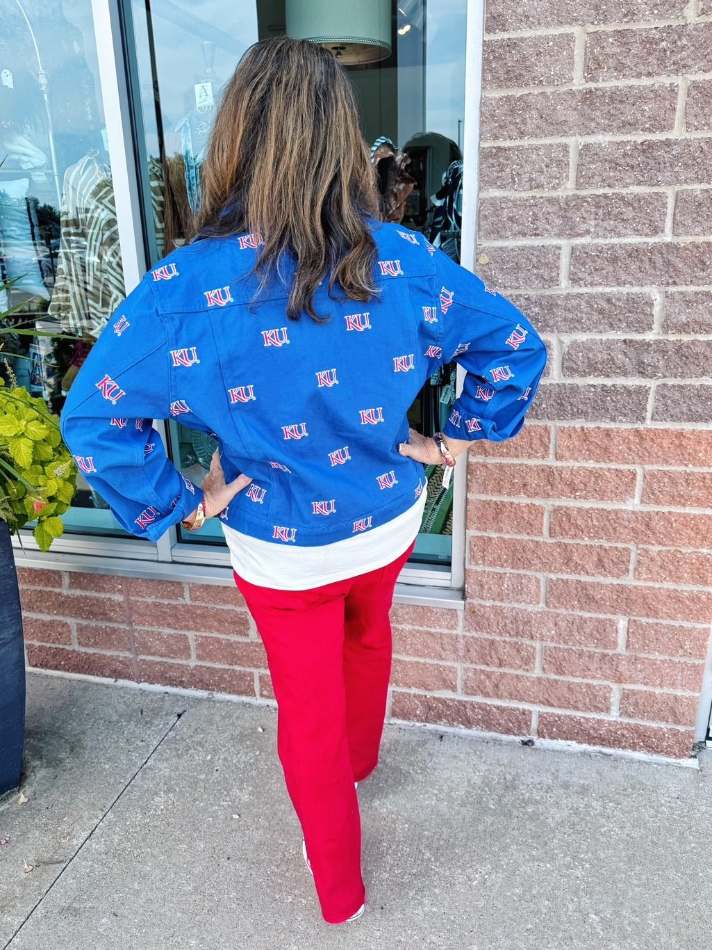 KU (Kansas Univ.) Embroidered Licensed Denim Jacket - Amelia's Boutique
