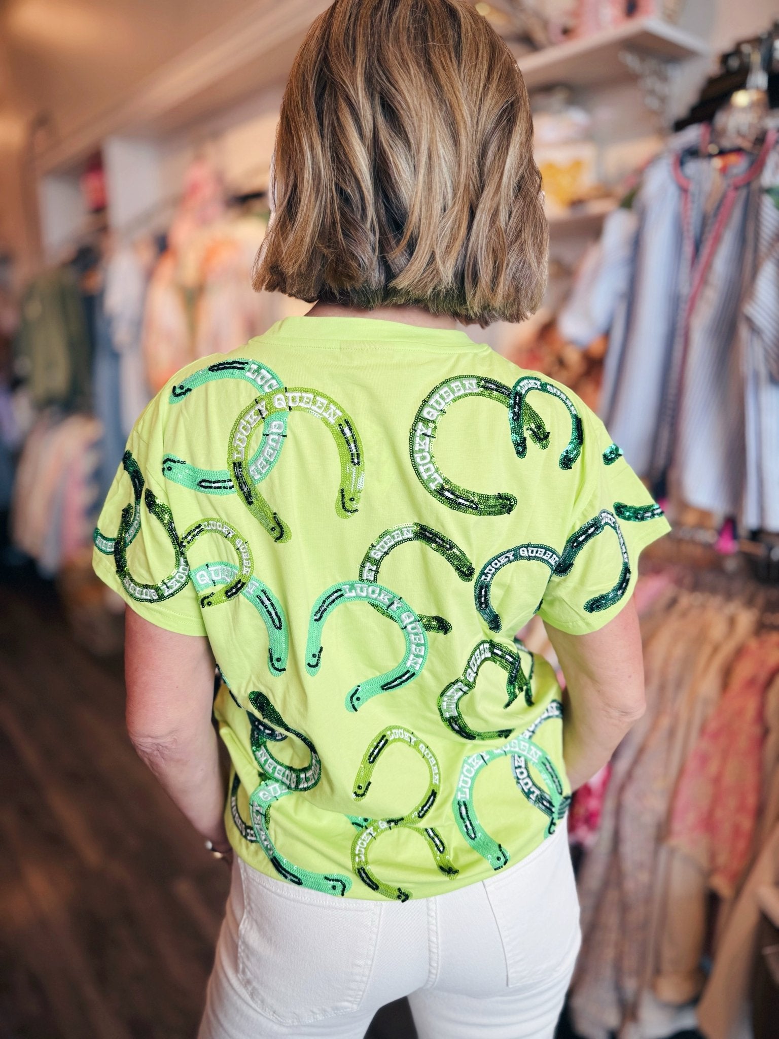 Queen of Sparkles Lucky Horseshoe Tee - Amelia's Boutique