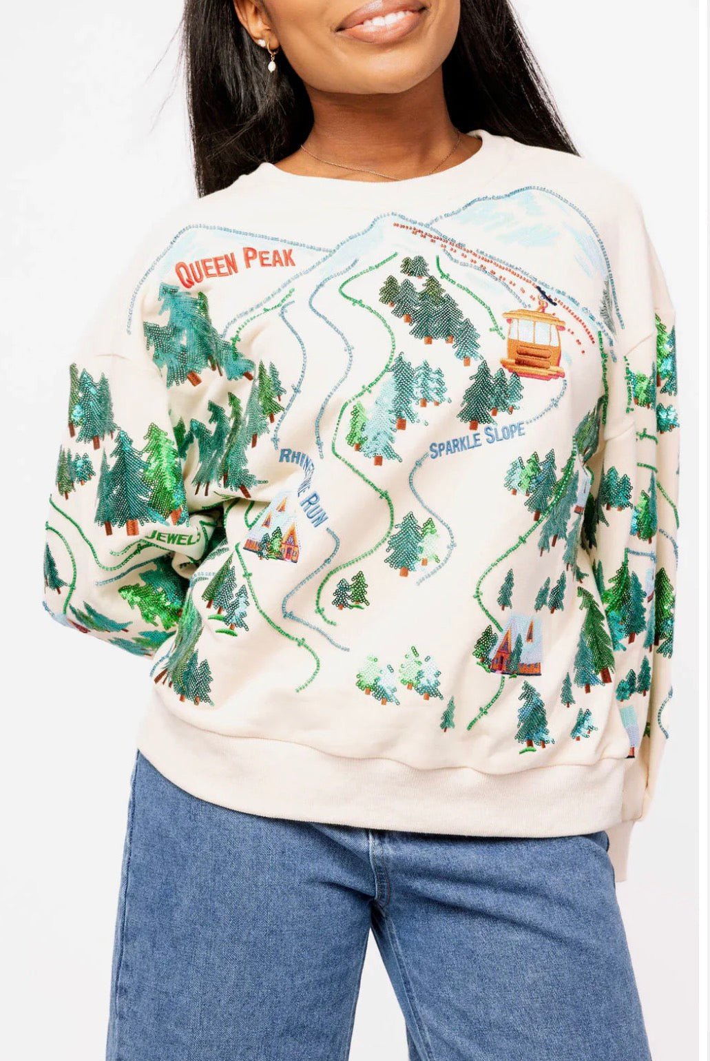 Queen of Sparkles Slope Scene Sweatshirt - Amelia's Boutique
