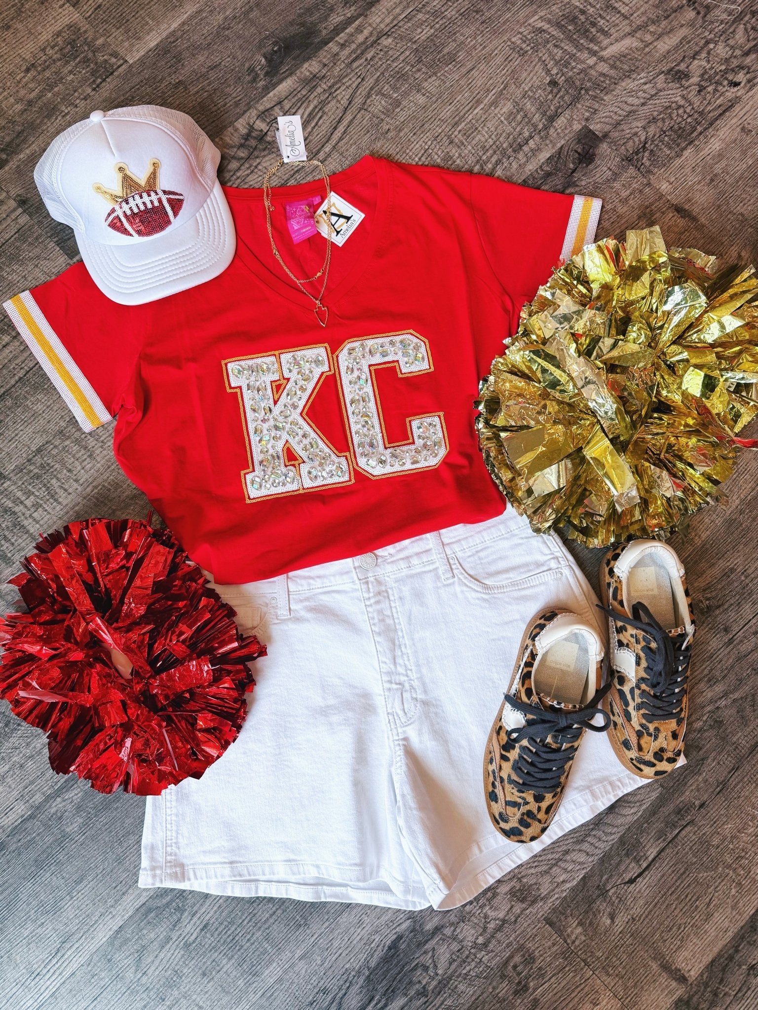 GEM KC V Neck Tee - Queen of Sparkles x Amelia's Collab - Amelia's Boutique