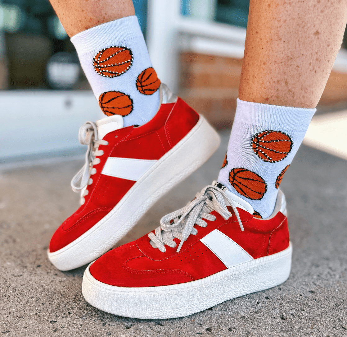 Queen of Sparkles White Basketball Socks - Amelia's Boutique