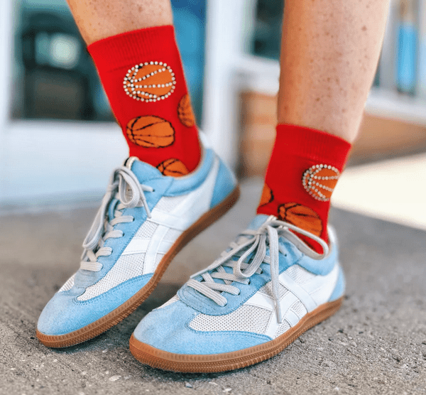 Queen of Sparkles Red Basketball Socks - Amelia's Boutique