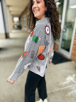 Queen of Sparkles Basketball Button Up