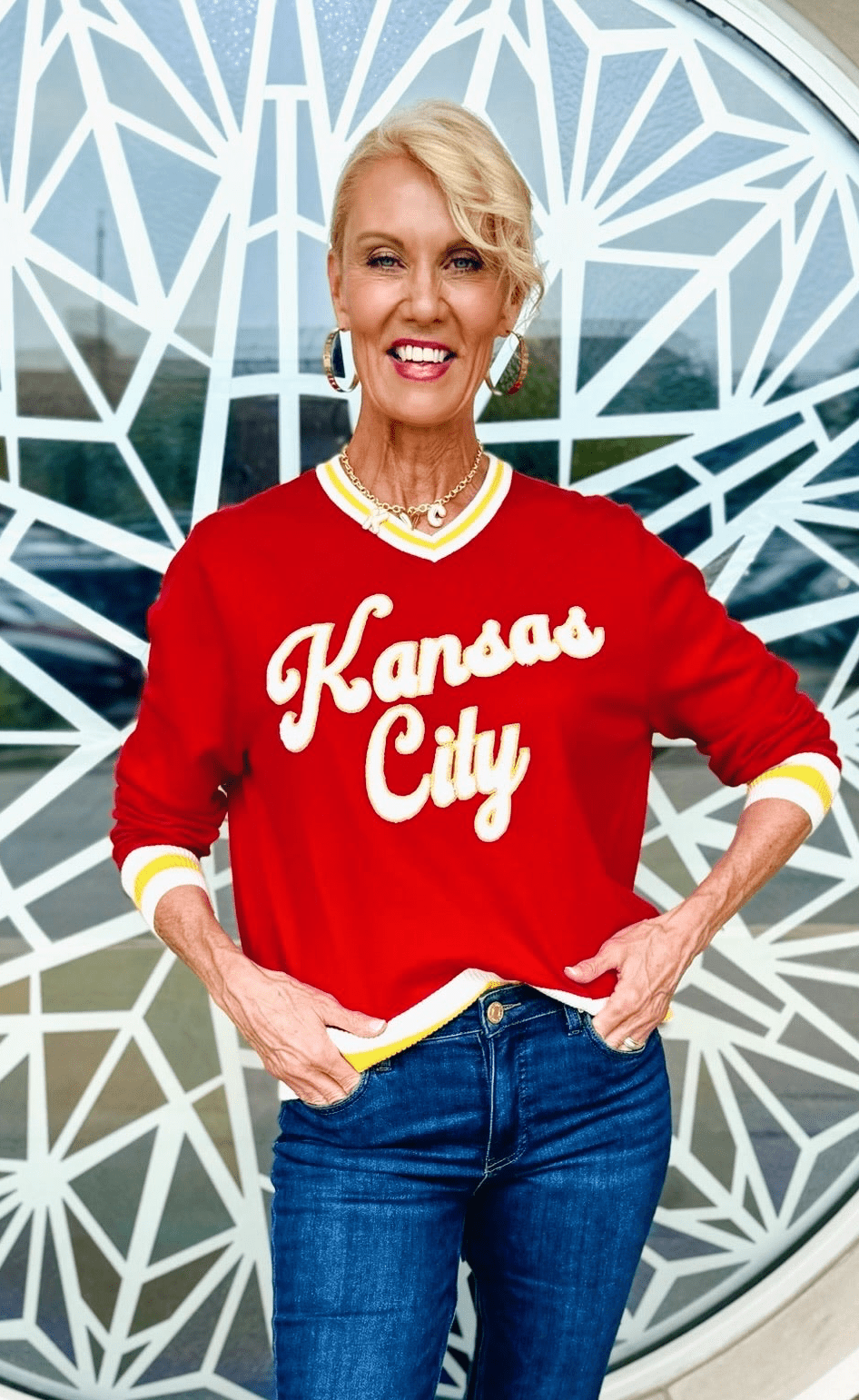 Queen of Sparkles x Amelia's Custom Kansas City V Neck Sweater - Amelia's Boutique