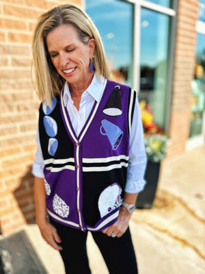 Kansas State Inspired Game Day Sweater Vest - Queen of Sparkles