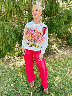 Queen of Sparkles Thanksgiving Turkey Feathers Sweater- last piece