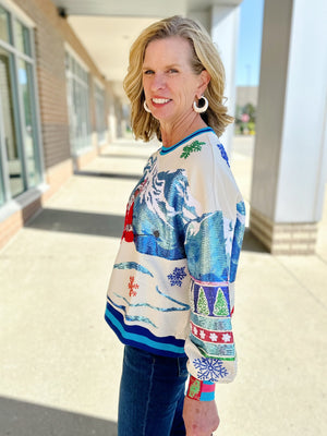 Queen of Sparkles Ski Santa Sweatshirt