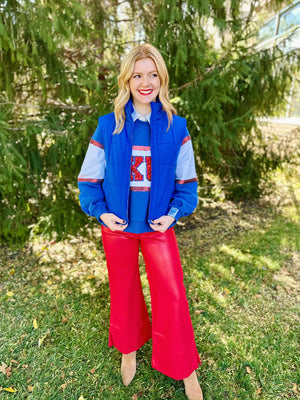 Women’s Royal Blue Zip Up Puffer Vest