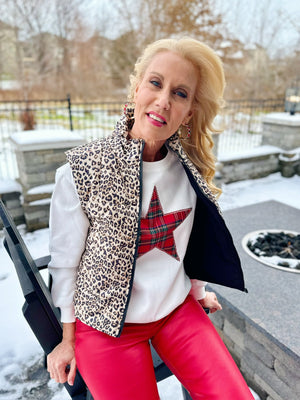 Women’s Cheetah Zip Up Puffer Vest