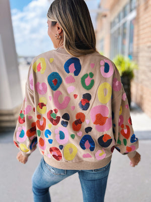 Queen of Sparkles Colorful Animal Print Sweatshirt