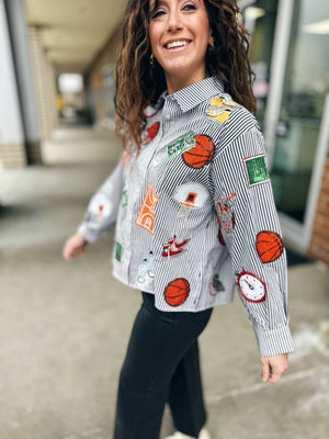 Queen of Sparkles Basketball Button Up