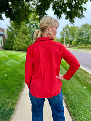 Red Button Front Shirt -Schiffer